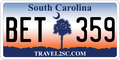 SC license plate BET359