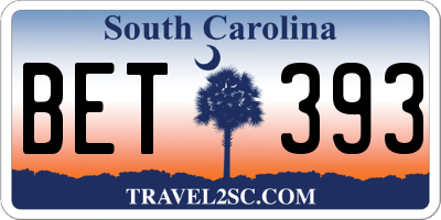 SC license plate BET393