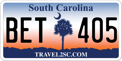 SC license plate BET405