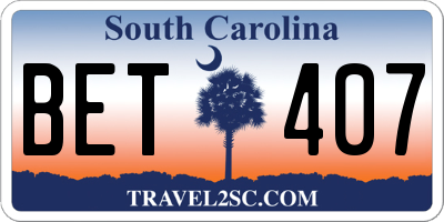 SC license plate BET407