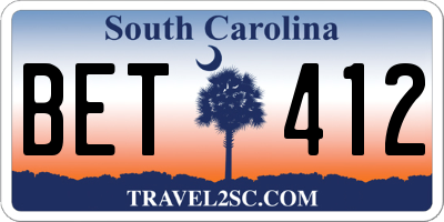 SC license plate BET412