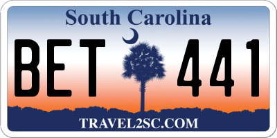 SC license plate BET441