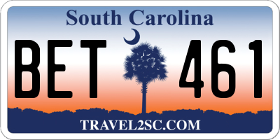 SC license plate BET461
