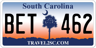 SC license plate BET462