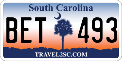 SC license plate BET493