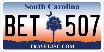 SC license plate BET507