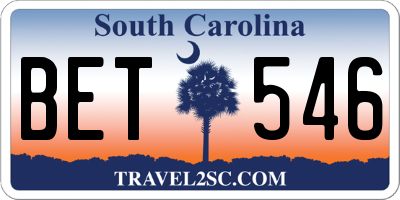 SC license plate BET546