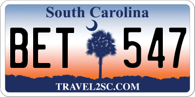 SC license plate BET547