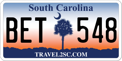 SC license plate BET548