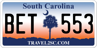 SC license plate BET553