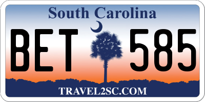 SC license plate BET585