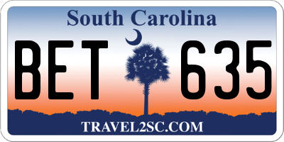 SC license plate BET635