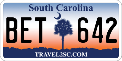 SC license plate BET642