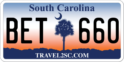 SC license plate BET660