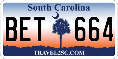 SC license plate BET664