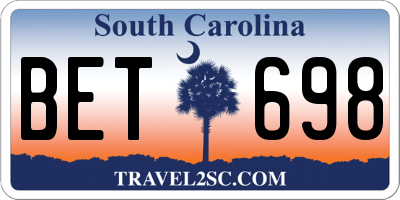 SC license plate BET698