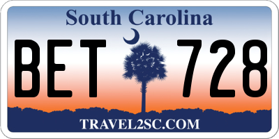 SC license plate BET728