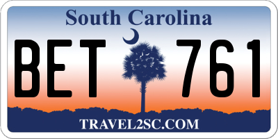 SC license plate BET761