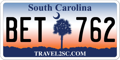 SC license plate BET762