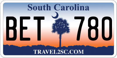 SC license plate BET780