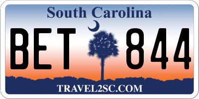 SC license plate BET844