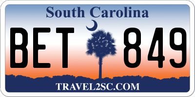 SC license plate BET849