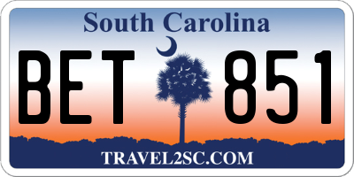 SC license plate BET851