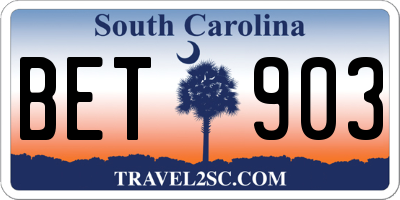 SC license plate BET903