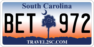 SC license plate BET972