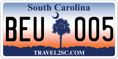 SC license plate BEU005