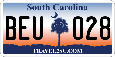 SC license plate BEU028