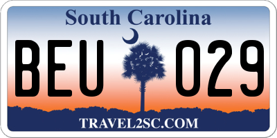 SC license plate BEU029