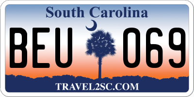 SC license plate BEU069