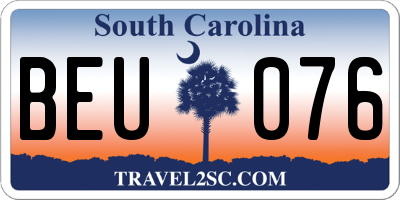 SC license plate BEU076