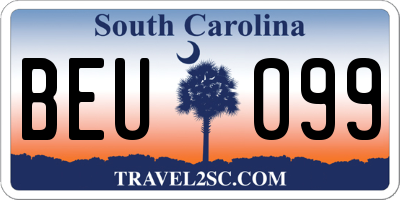 SC license plate BEU099