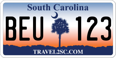 SC license plate BEU123