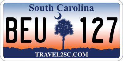 SC license plate BEU127