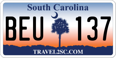 SC license plate BEU137