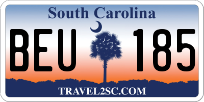 SC license plate BEU185
