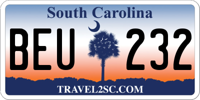 SC license plate BEU232