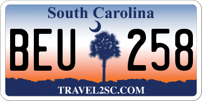 SC license plate BEU258