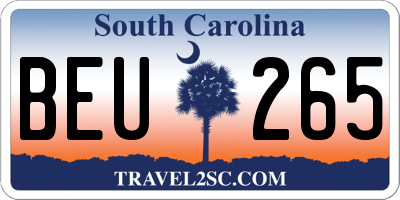SC license plate BEU265
