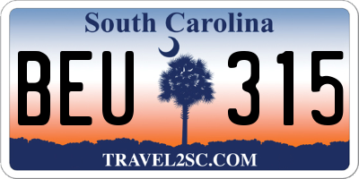 SC license plate BEU315