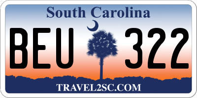 SC license plate BEU322