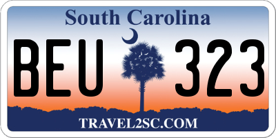 SC license plate BEU323