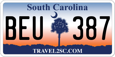 SC license plate BEU387