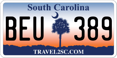 SC license plate BEU389