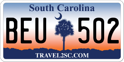 SC license plate BEU502
