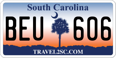 SC license plate BEU606