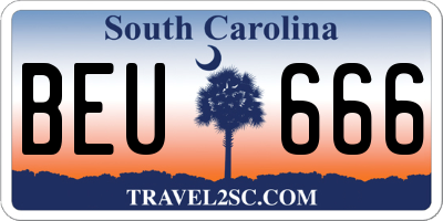 SC license plate BEU666